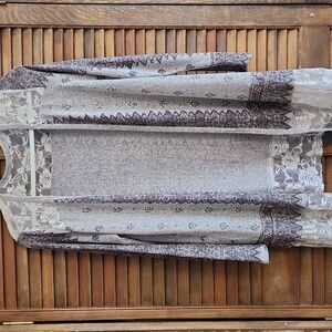 Vocal Open Cardigan Delicate Feminine Whimsical Lace Gauzy Rhinestones